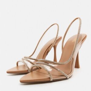 Zara Rhinestone Vinyl Heels NWT Size 9